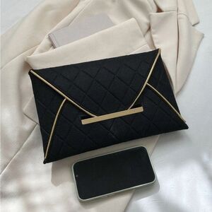 Elegant Black Quilted Clutch